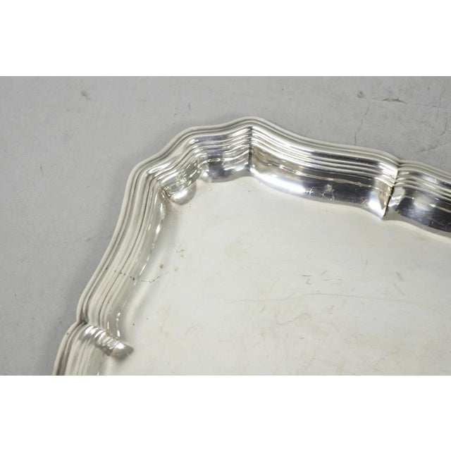 Mid 20th Century Vintage English Edwardian Silver Plated Scalloped Small Bar Trinket Dish Tray For Sale - Image 5 of 14