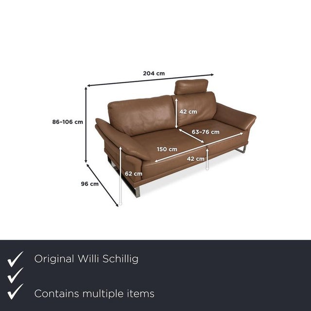 The Willi Schillig leather set, consisting of a three-seater and a two-seater sofa in brown taupe, offers a harmonious...