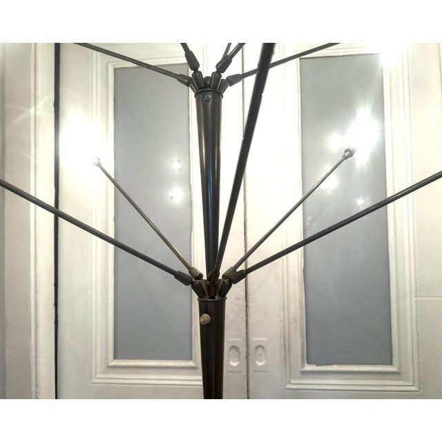 Silver 1950s Sputnik Floor Lamp With Marble Base Mid-Century Modern Italian Stilnovo Flos For Sale - Image 8 of 9