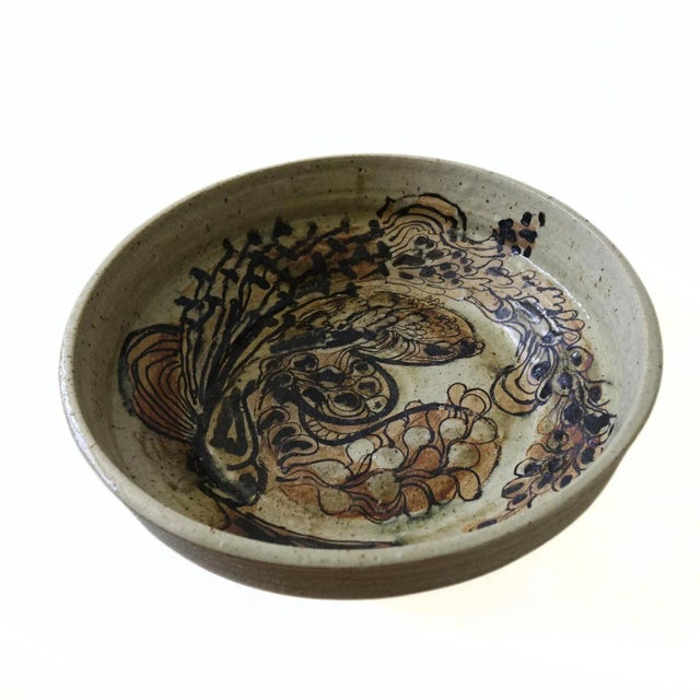 Large Vintage Handmade Ceramic Glazed Bowl from Krukmarakergården, Linköping For Sale - Image 3 of 6