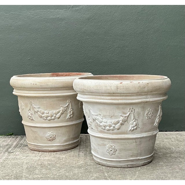 Ceramic Vintage Italian Terracotta Planters - A Pair For Sale - Image 7 of 14