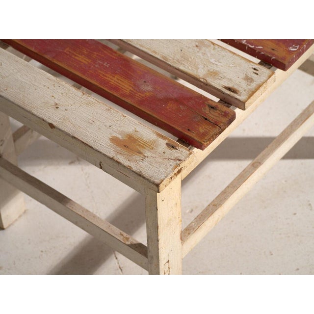 Antique Rustic Low Bench in Wood, Central Europe, 1940 For Sale - Image 4 of 9