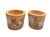 A striking pair of vintage solid teak cache pots. Masterfully turned from hefty, solid blocks of natural teak wood, these...