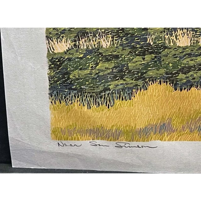 1980s Gordon Mortensen "Near San Simeon" Signed Numbered Woodcut Art 1977 Last 1 For Sale - Image 5 of 5