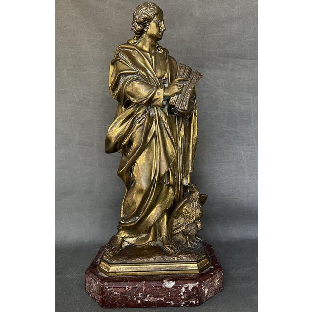 Gold Late 19th Century Pewter & Bronzse Saint John the Evangelist Sculpture by Bertini, Bronze Sculpture by Bertini, 1890 For Sale - Image 8 of 8
