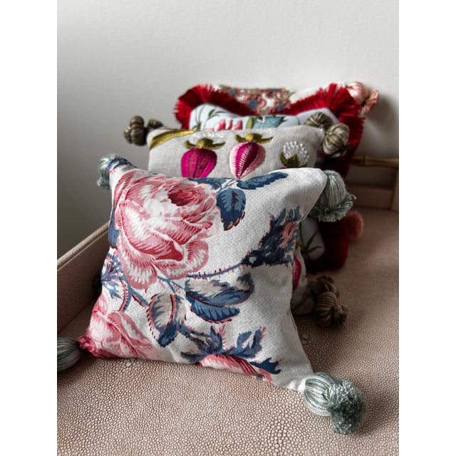 English Scented Small Accent Pillow: Schumacher "Loudon Rose" Print Filled With Dried Lavender For Sale - Image 3 of 4