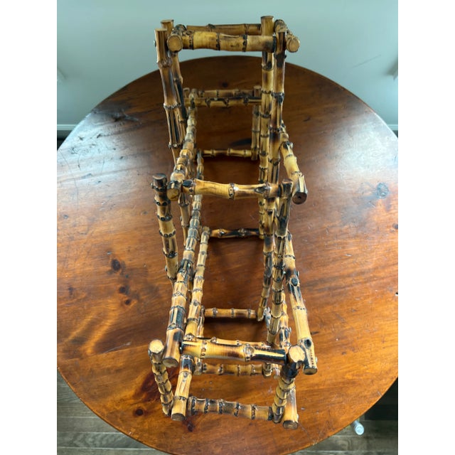 Chinoiserie Vintage Tortoisehell or Scorched Bamboo 8-Bottle Wine Rack For Sale - Image 3 of 7