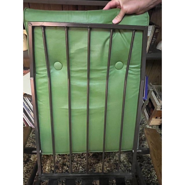 1960s 1960s Mid-Century Modern High-Back Avocado Green Vinyl Lounge Chair For Sale - Image 5 of 16