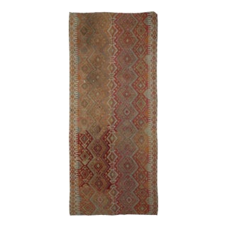 1970s Vintage Handmade Wool Cotton Red Kilim Rug For Sale