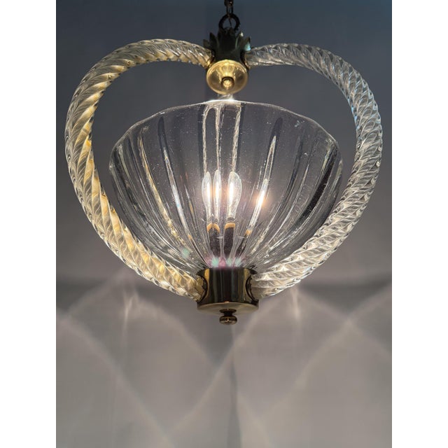 Italian Art Deco Murano Glass Pendant in the style of Barovier, 1930s For Sale - Image 3 of 18