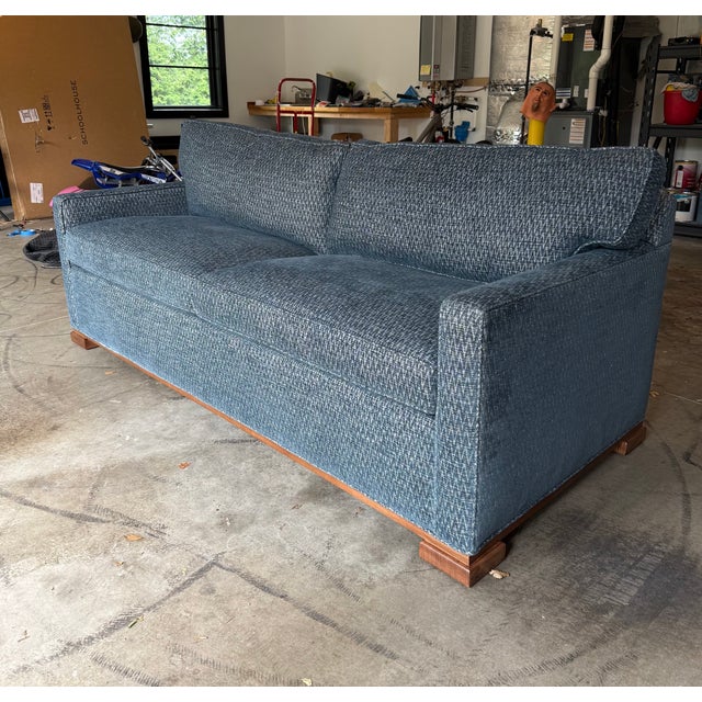 Arosa Sofa by Charles Stewart upholstered in a gorgeous McLaurin & Piercy Pendhapa Indigo fabric. Beautiful wood feet and...