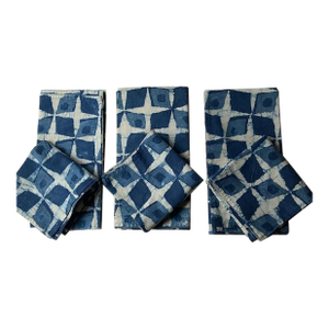 Set of Six 20" Square Organic Cotton Indigo Dinner Napkins