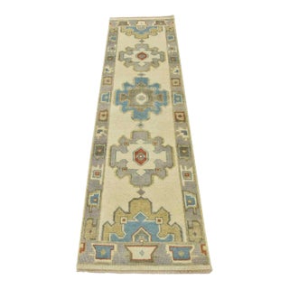 Anatolia Runner 2’5” X 8’1” Ivory Wool Tribal Hand-Knotted Oriental Rug For Sale