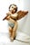 19thc Large Antique Italian Winged Cherub in Flight Playing His Instrument. Hand carved and patinated wood to make a...