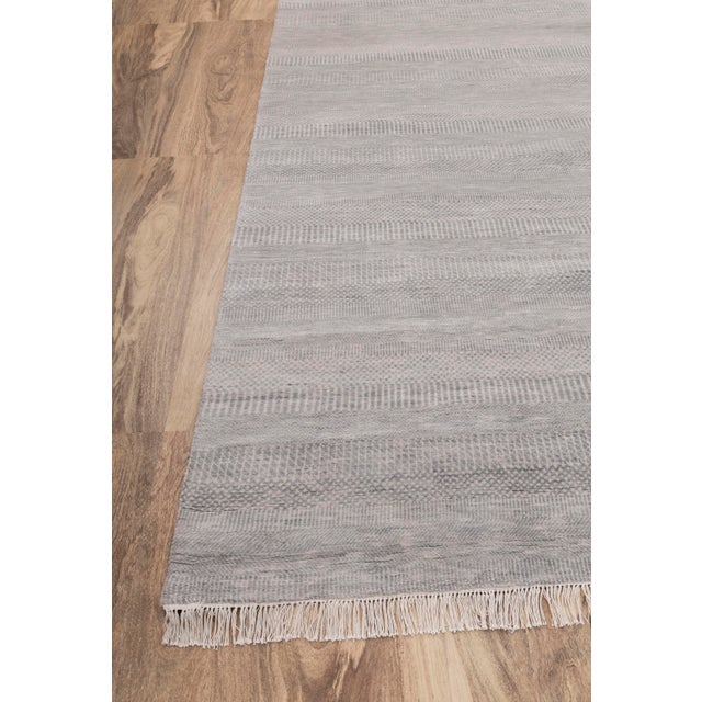 9' x 12' Savannah Hand Knotted Modern Grey Wool & Silk Rug For Sale - Image 6 of 18
