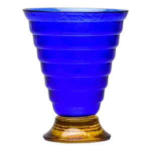Deep Blue Murano Glass Vase With Gold Base