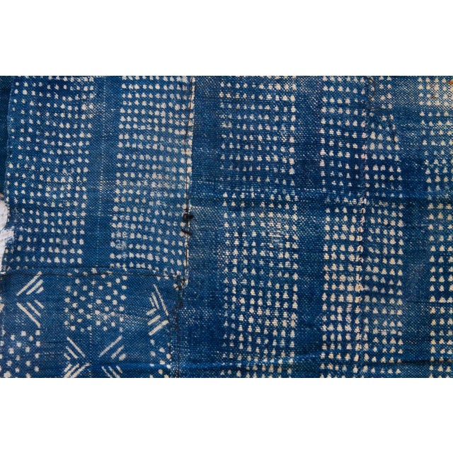 1970s Azure Grid Indigo Mud Cloth Throw For Sale - Image 5 of 7