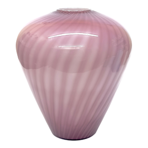 Oversized Striped Swirl Mauve-on-Mauve Glass Vase