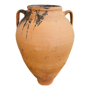 Extra Large 19th Century Antique Mediterranean Terracotta Olive Oil Storage Urn Jar Pot With Handles