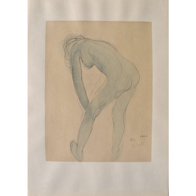 Auguste Rodin, Young Nude Model Stretching, Signed Engraving For Sale