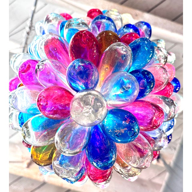 1990s 1990s Hand-Blown Multicolor Glass Pendant Light For Sale - Image 5 of 12