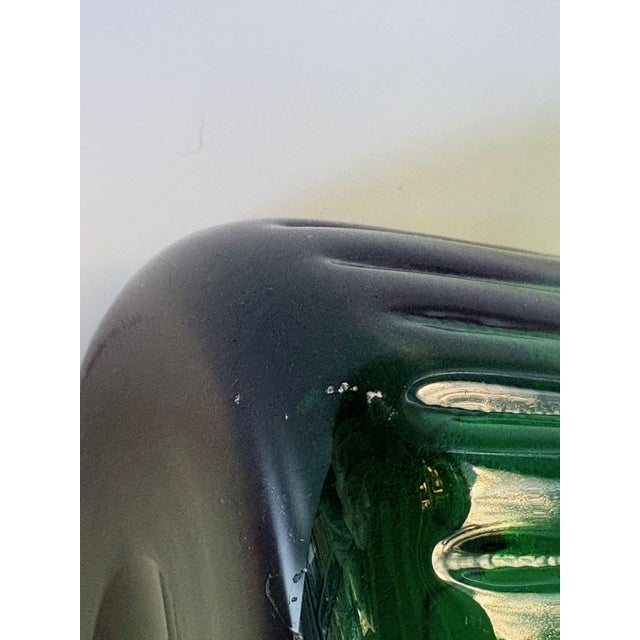 Mid-Century Emerald Green Glass Collar Vase attributed to Bertil Vallien for Boda / Åfors, 1960s For Sale - Image 13 of 14