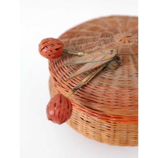 Brown Vintage Chinese Lidded Basket With Swing Berry Finial For Sale - Image 8 of 14