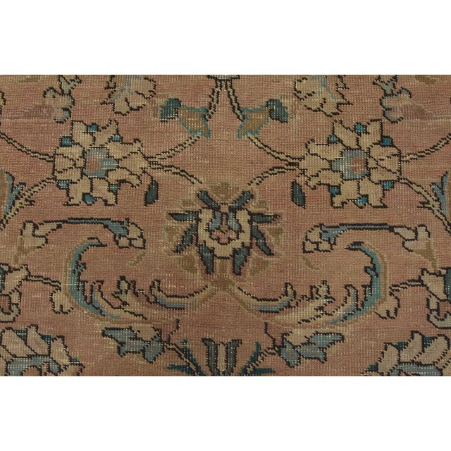 Tabriz Rug 6’4” X 9’9” Pink Wool Vintage Distressed Hand-Knotted Carpet For Sale - Image 9 of 15