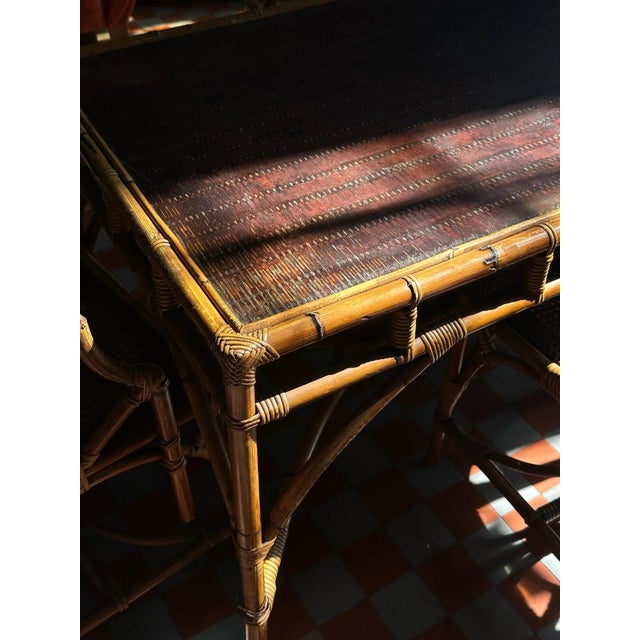 Brown Chippendale Bamboo Dining Set, Italy, 1970s, Set of 6 For Sale - Image 8 of 18