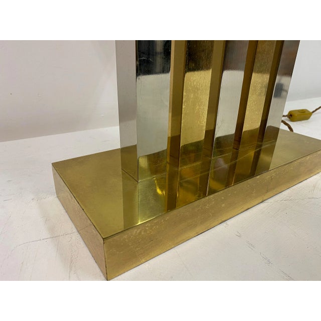 Large Brass and Chrome Table Lamp, 1970s For Sale - Image 9 of 14