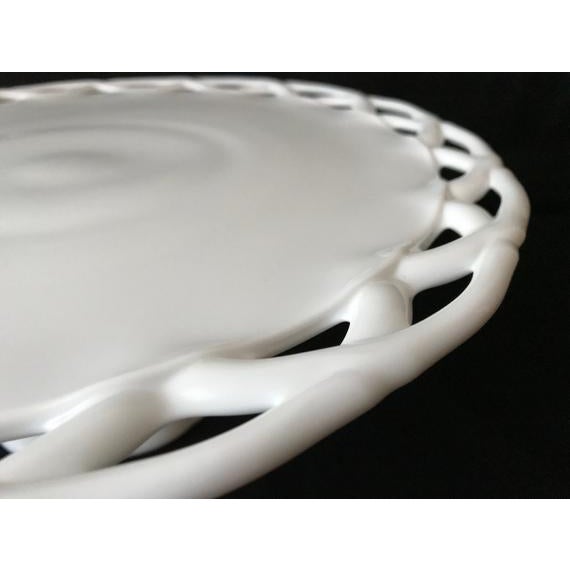 1950s Pitman Drietzer Colony Lace Edge Milk Glass Cake Stand