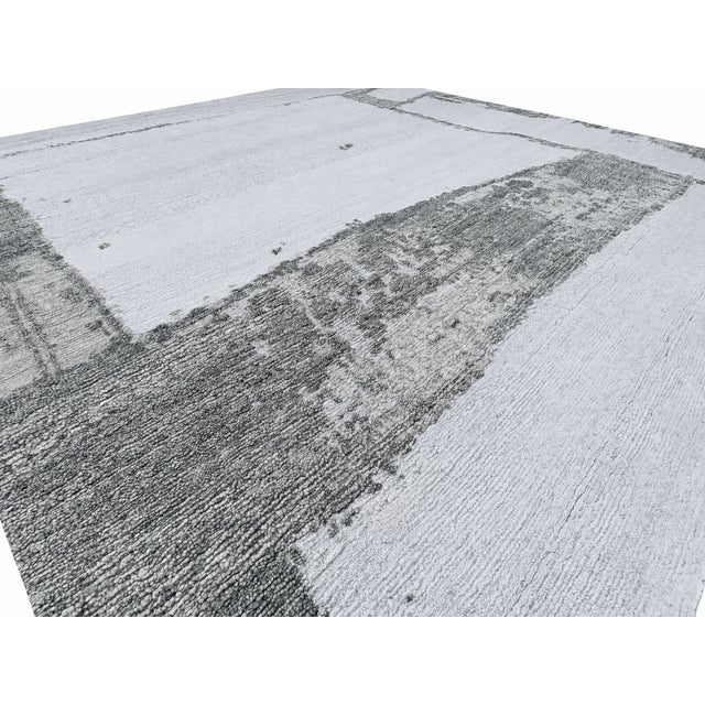 Greige Rh Nihal Wool Rug – 10' × 14' Multi Grey | 100% Hand-Spun Wool | Hand-Knotted | Abstract Geometric Design | Made in Nepal For Sale - Image 8 of 18