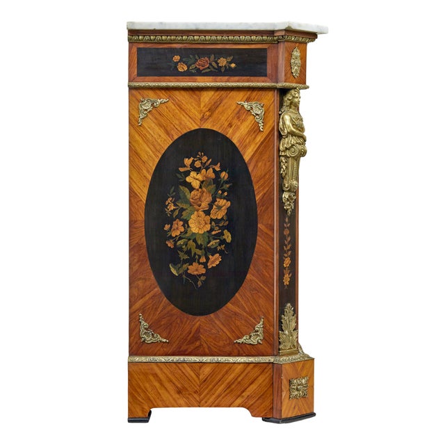 19th Century Louis XVI Ormolu-Mounted Marquetry Side Cabinet, 1880 For Sale - Image 10 of 14