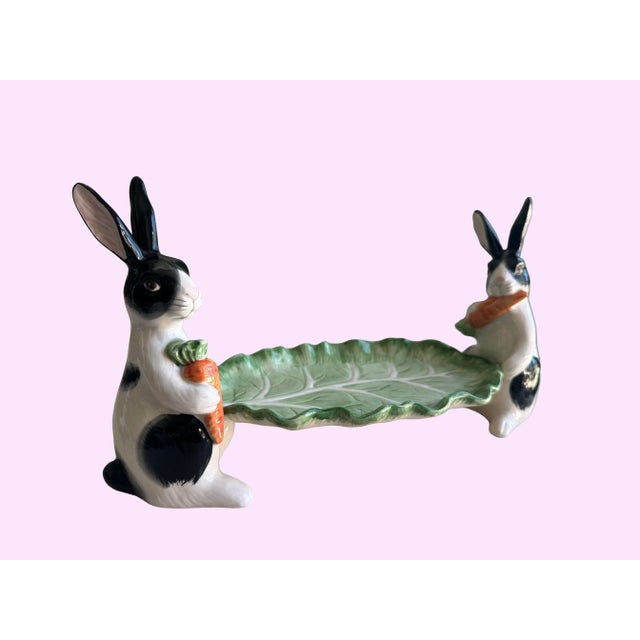 Shabby Chic Fitz & Floyd Bunny Rabbit Cracker Server Plate For Sale - Image 3 of 7