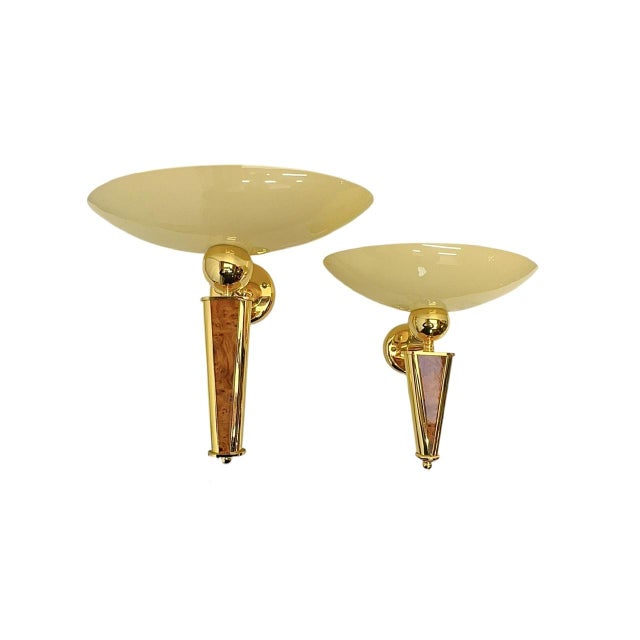 Burl Wood and Brass Wall Lamps in the style of Milo Baughman, 1970s, Set of 2 For Sale - Image 14 of 14