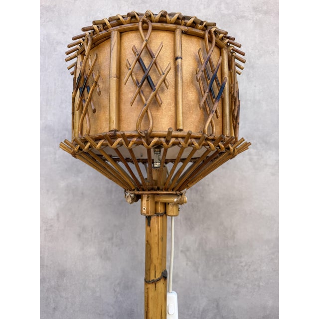 Vintage French Table Lamp in Rotin, 1960s For Sale - Image 11 of 13