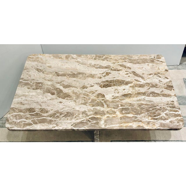 Modern Modern Tan and Beige Marble Cocktail Table For Sale - Image 3 of 4