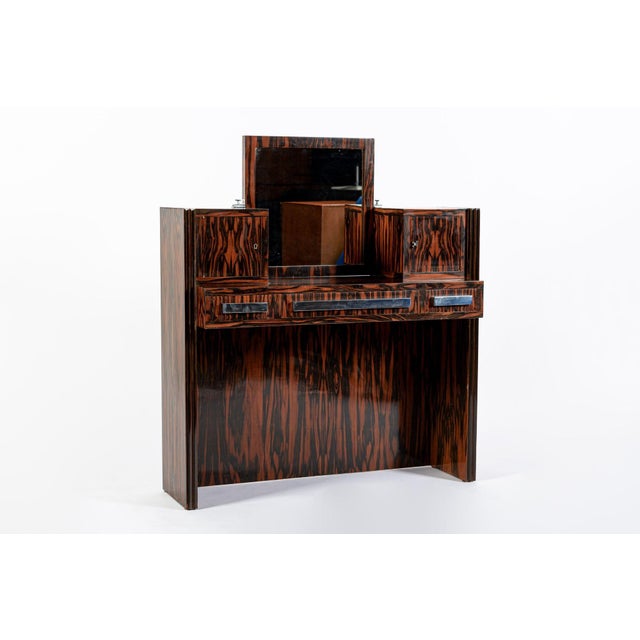 1920s Antique French Art Deco Macassar Ebony Vanity Cabinet by Georges Champion (Attr) For Sale - Image 5 of 15