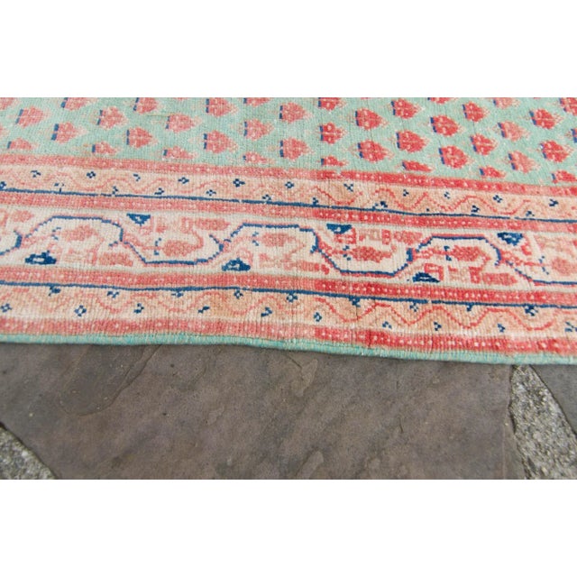 1920s Antique Allover Apricot Mint Pink Hand Knotted Runner - 2’7” X 14’4” For Sale - Image 9 of 10