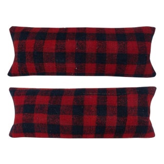 12"x35" SET OF 2 - Handmade Kilim Cushion Covers. A pair of Lumbar Pillow Covers For Sale