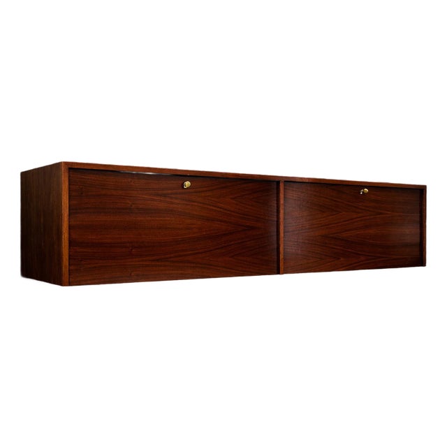 Brazilian Modern Floating Bar / Sideboard in Hardwood by Carlo Hauner, 1950s For Sale
