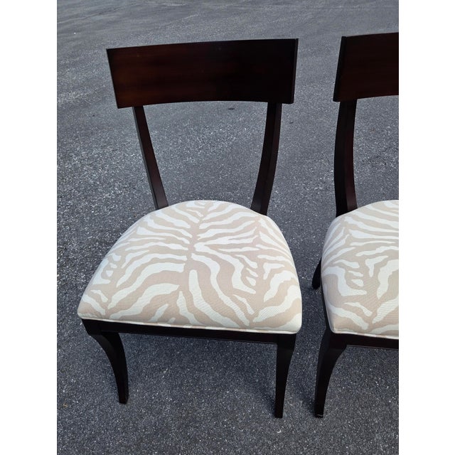 Ethan Allen Pair Ethan Allen Hathaway Klismos Dining Side Chairs Zebra Print French Regency 1990s For Sale - Image 4 of 14
