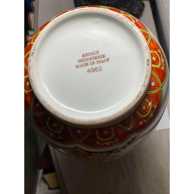 Burgundy Vintage Early 20th Century Ardalt Italian Chinoiserie Vintage Decorative Vase For Sale - Image 8 of 9