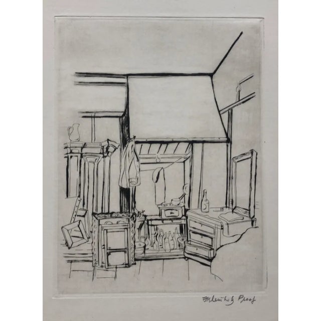 1950 Frank Kleinholz Paris Studio Drypoint For Sale - Image 4 of 4