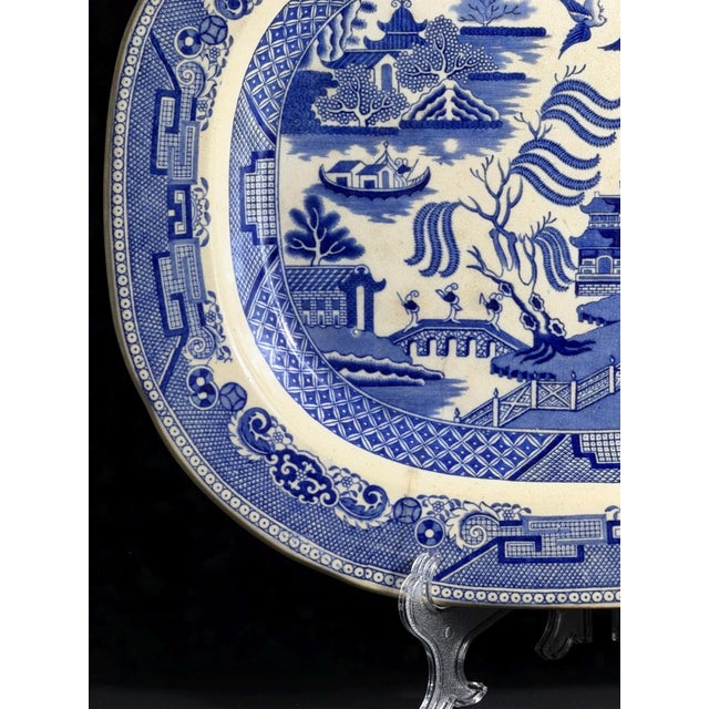 Blue Transferware Platter by Thomas Fell, England, 1825 For Sale - Image 3 of 11