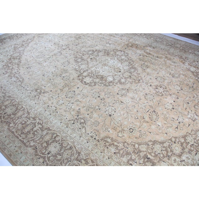 Oversized Vintage Persian Tabriz Rug - Subtle Pastel Palette & Fine Weave -10' X 13' For Sale - Image 12 of 12