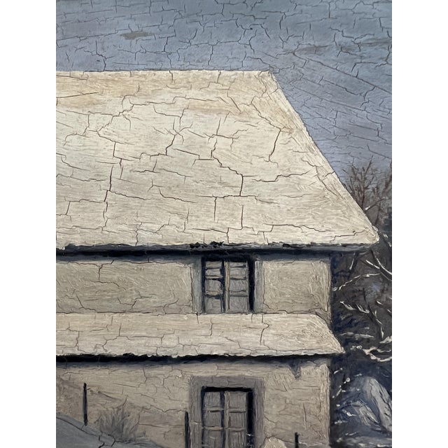 E. Perrenoud-Monnier, Village sous la neige, 1936, Oil on Cardboard, Framed For Sale - Image 8 of 12