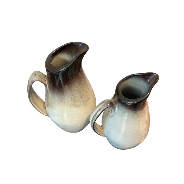 Haeger Vintage Peter Pots Pottery Peace Dale Stoneware Pitcher – Handcrafted Rhode Island Studio Pottery, Two-Tone Glaze For Sale - Image 4 of 8