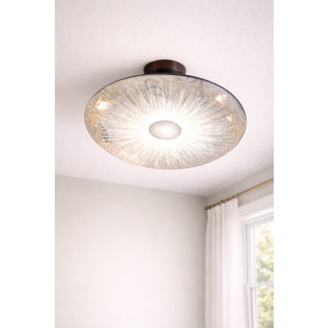 Lightolier 1950s Lightolier Mid-Century Modern Double Glass Flying Saucer Flush Mount Ceiling Light For Sale - Image 4 of 9