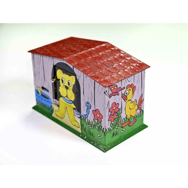 Vintage Tin Toy Dog House with Pop Out Tongue, Mid-20th Century For Sale - Image 3 of 5
